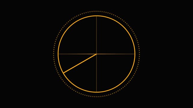 Minimalist yellow pie chart on black background with dotted border
