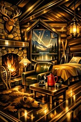 Obraz premium Cozy cabin with rustic charm.