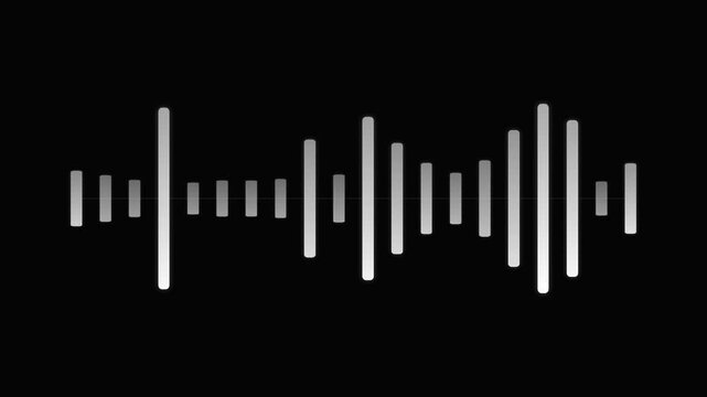 Minimalist black and white soundwave pattern on dark background