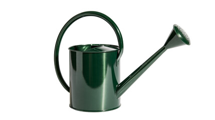 Dark green metal watering can with long spout and handle © Eustace