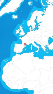 Vertical 3D globe zooming into Barcelona city location pin concept