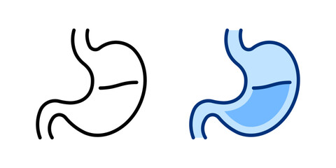 Fototapeta premium Stomach thin line, filled icon set. Anatomy, Human Internal Organ, Digestive System, Anatomical Structures, Medical, Digestion concept. Black, blue outline vector icons.