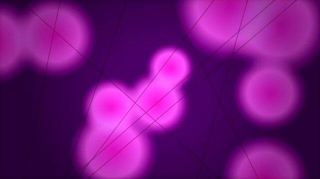 Abstract background with glowing pink circular shapes and thin intersecting lines on a dark purple gradient backdrop
