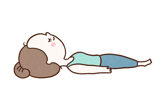 Woman doing the Corpse Pose Savasana in yoga, deep relaxation or resting meditation concept