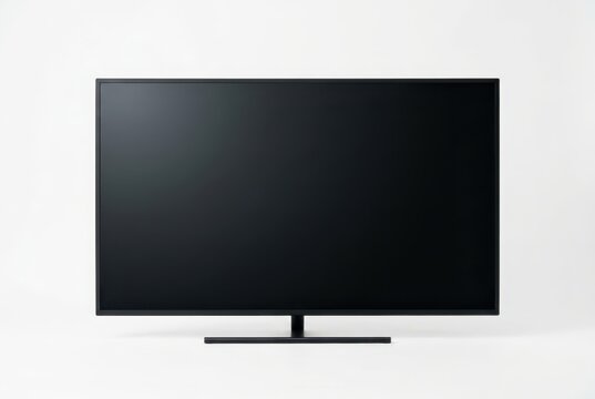 Modern Black Flat Screen TV Monitor Mockup Isolated on White Background for Home Entertainment and Media Display