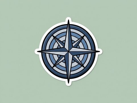 Nautical compass rose vector sticker on mint background
