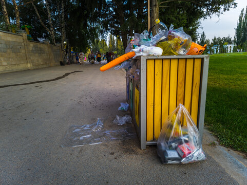Overflowing Trash Receptacle