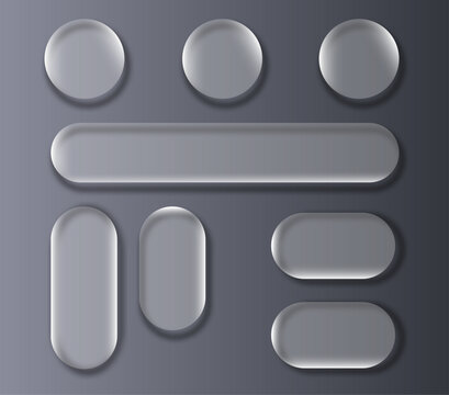 3D Liquid glass morphism smartphone interface. UI UX light frame rounded square and circle elements with a glow stroke. Collection design widget for phone and website.
