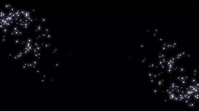 Sparkling stars shine animation, glittering sparkles twinkle stars line and twinkle sparkle stars animation, pixie dust path, white stars and bokeh lights sparkle on a black screen. 4k video
