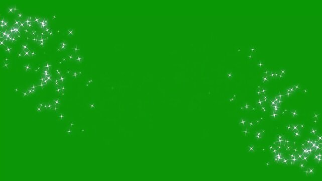 Sparkling stars shine animation, glittering sparkles twinkle stars line and twinkle sparkle stars animation, pixie dust path, white stars and bokeh lights sparkle on a green screen. 4k video