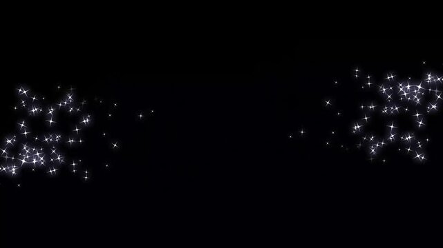 White glitter sparkles star line trail, magic dust, Fairy dust wand glitter doodle stars while magic sparkles glitter line trails shimmer with white twinkling particles on black screen. 4k video