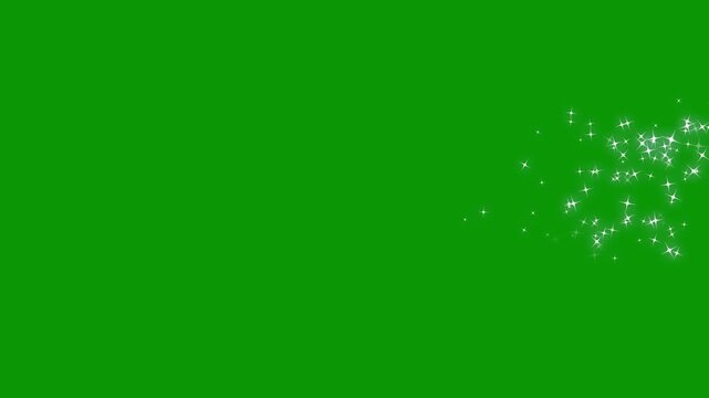 White glittering stardust circle of trail sparkling particles, twinkling magic dust, shimmering particles transition, star line path, fairy dust wand glitter stars trail overlay on green screen. 4k