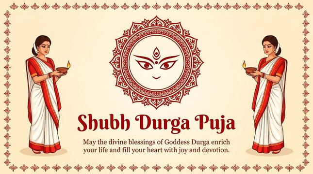 Druga puja festival wishes card design