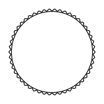 Scalloped Sunburst Circle Border Vintage Vector Illustration