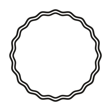 Double Line Wavy Circle Frame Decorative Vector Illustration