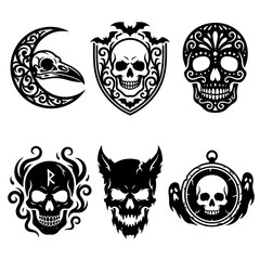 Fototapeta premium Dark Fantasy Magic Emblem Illustration Set Vector Design Editable EPS