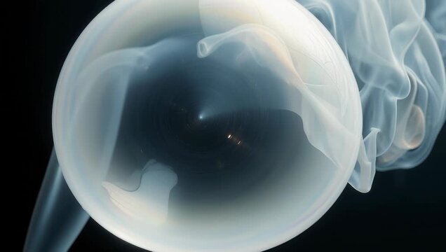 Ethereal Smoke Swirling Around a Transparent Sphere
