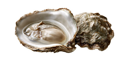 Fresh raw oyster in open shell with smooth pearlescent interior © Ari