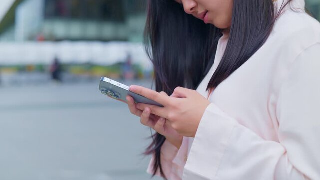 anxious worried teen girl with her smartphone as a conceptual footage for cyberbullying social media trauma, teenager mental health crisis, depression and panic attack