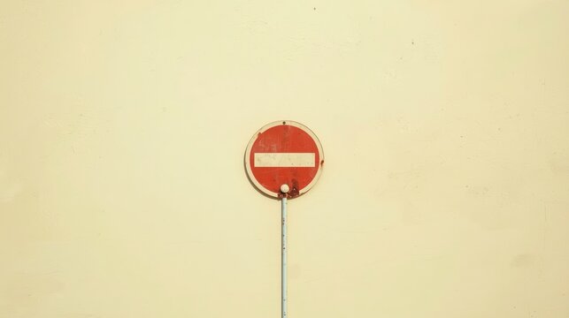 Red circle with white bar