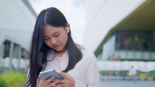 woman talking and command an AI voice assistant on a smartphone as a conceptual backdrop for artificial intelligence technology communication phone innovation virtual assistant and smart lifestyle