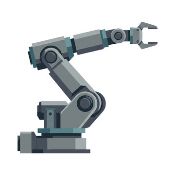 Robotic Arm With Mechanical Gripper Claw Vector Illustration