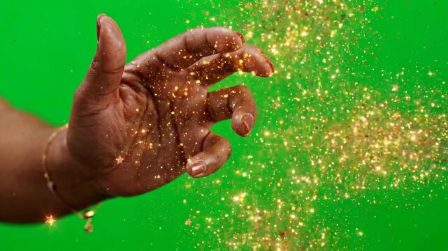 Close up hand snapping fingers on green screen background