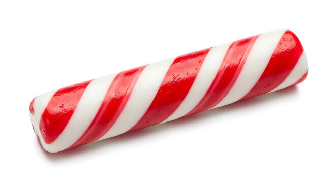 Red and white striped candy stick isolated on white background