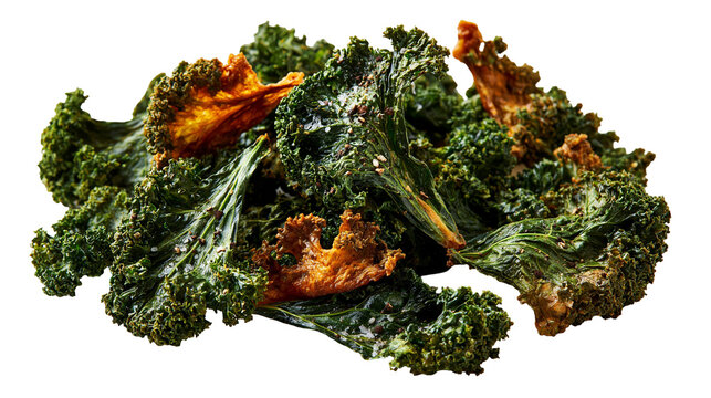 Crispy baked kale chips with sea salt seasoning