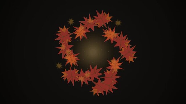 Elegant autumn leaf spiral animation creating a natural portal effect with transparent background for logo reveals, seasonal branding, cinematic titles, and premium visual presentations.