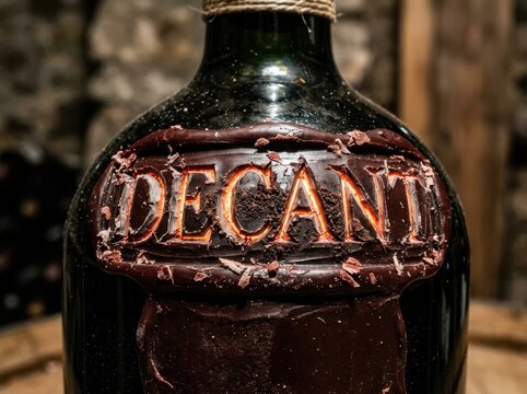 Wine Decant Bottle Label for Beverage Marketing and Cellar Display