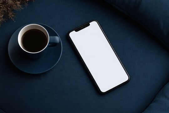 Blank smartphone screen mockup on background