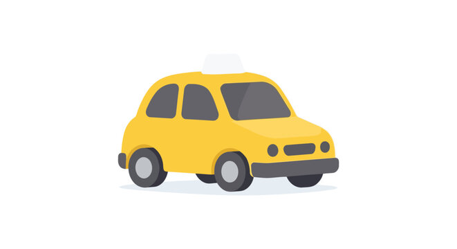 Yellow taxi cab illustration features a flat design on a white background