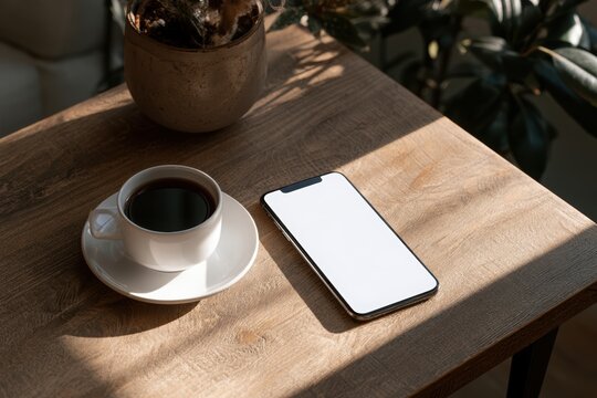 Blank smartphone screen mockup on background