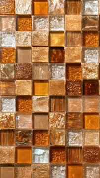 Golden and amber mosaic tiles create a vibrant mobile wallpaper design.