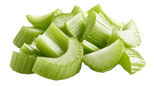 Fresh chopped green celery stalks pieces