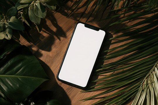 Blank smartphone screen mockup on background