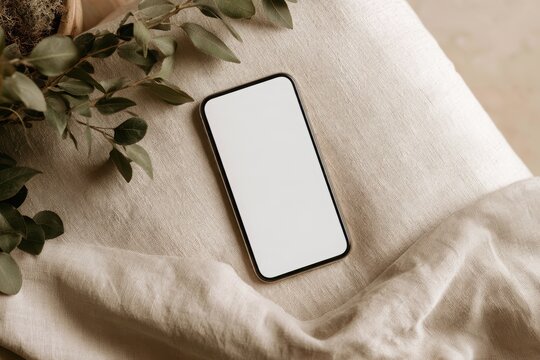 Blank smartphone screen mockup on background