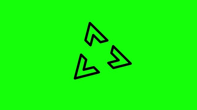 Rotating black arrow shapes forming circular motion video animation loop