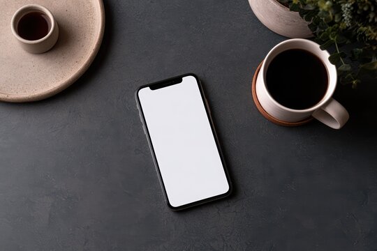 Blank smartphone screen mockup on background