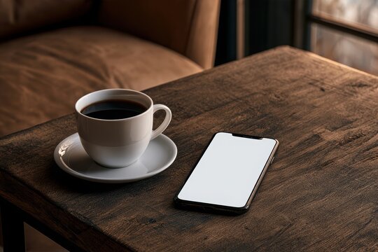 Blank smartphone screen mockup on background