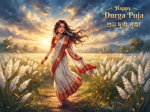 Woman offering morning prayer sun god river bank traditional festival vector graphic