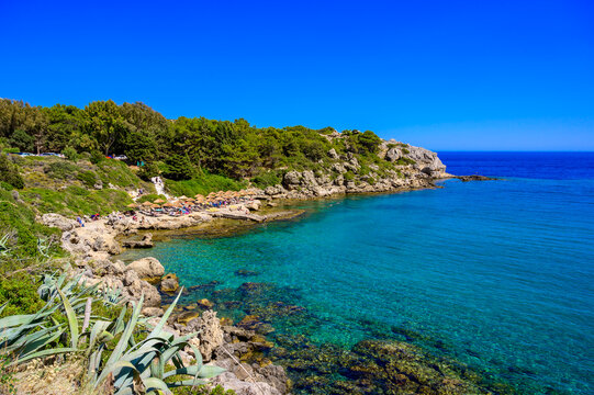 Greek Paradise: Scenic coastline at Plaka Beach near Anthony Quinn Bay Rhodes