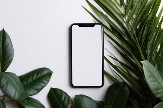 Blank smartphone screen mockup on background