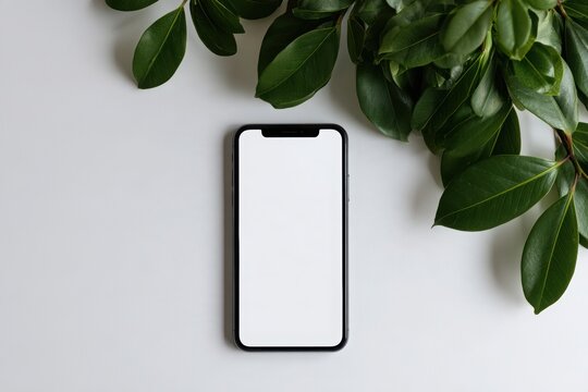 Blank smartphone screen mockup on background