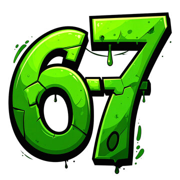 Vibrant green number seven graffiti illustration