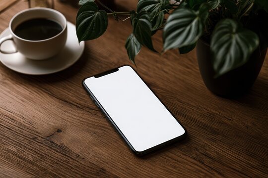 Blank smartphone screen mockup on background
