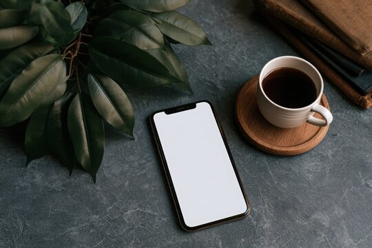 Blank smartphone screen mockup on background