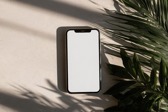 Blank smartphone screen mockup on background