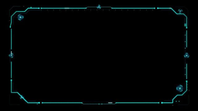 Futuristic sci-fi reactor interface screen frame with cyan digital HUD elements, technology display overlay